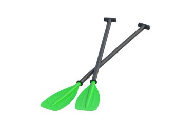 Two oars isolated on white background. Plastic paddle. 3d render