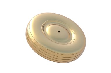 El arabası için altın tekerlek beyaz arka planda izole edilmiş. 3d hazırlayıcı