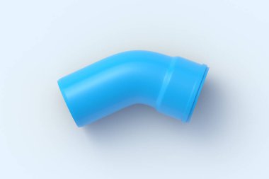Açık gri arka planda bir adet PVC plastik boru. Tesisat malzemesi. Üst Manzara. 3d hazırlayıcı