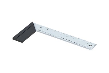 Bir marangoz karesi beyaz arka planda izole edilmiş. Açı aleti. 3d hazırlayıcı