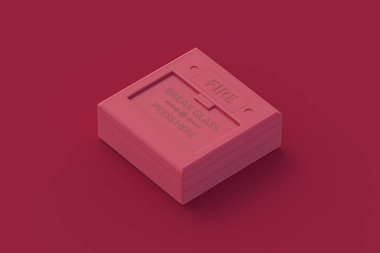 Kırmızı arka planda yangın alarmı sistemi. 3d hazırlayıcı