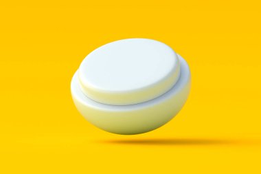 Turuncu arka planda düşen vücut kremi kavanozu. Nemlendirici, güneş kremi ya da temizleyici jeli modern konteynır. Kozmetik ürünü. 3d hazırlayıcı