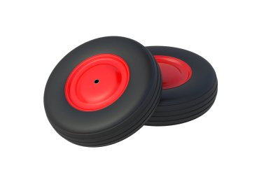 El arabası için iki tekerlek beyaz arka planda izole edilmiş. 3d hazırlayıcı