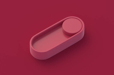 Kırmızı arkaplanda modern eflatun düğmesini aç. 3d hazırlayıcı