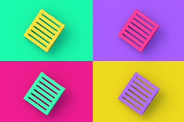 Renkli arkaplan üzerine dört farklı renk paleti seti. 3d hazırlayıcı