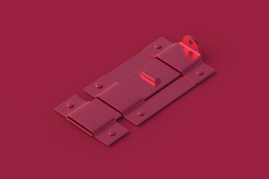 Kırmızı arka planda eflatun kapı hasp. 3d hazırlayıcı