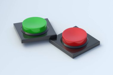 Açık gri arkaplanda iki düğme. 3d hazırlayıcı