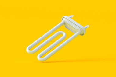 Turuncu arka planda düşen borular elektrik ısıtma elementi. Yeni yedek parça. 3d hazırlayıcı