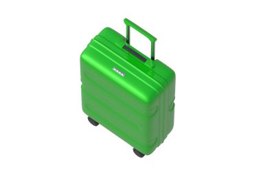 Yeşil seyahat çantası beyaz arka planda izole edilmiş. Bagajlar için çanta. 3d hazırlayıcı