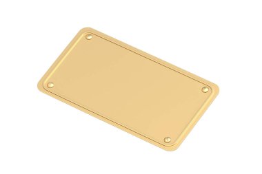 Beyaz arka planda izole edilmiş altın levha. 3d hazırlayıcı