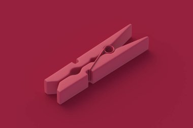 Kırmızı arka planda mor mandallar. 3d hazırlayıcı