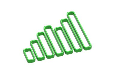 Büyüyen çubuk grafiği beyaz arkaplanda izole edildi. Yatırım istatistikleri. Ekonomik veriler. Finansal rapor. Faiz oranı. İş konsepti. 3d hazırlayıcı