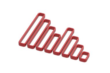 Düşen çubuk grafiği beyaz arkaplanda izole edildi. Yatırım istatistikleri. Ekonomik veriler. Finansal rapor. Faiz oranı. İş konsepti. 3d hazırlayıcı