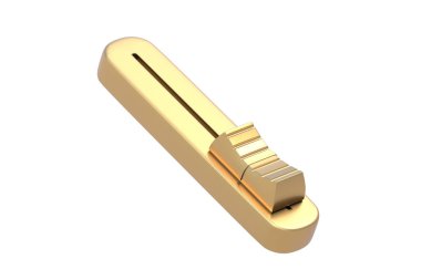 Altın kaydırma anahtarı beyaz arkaplanda izole edilmiş. 3d hazırlayıcı