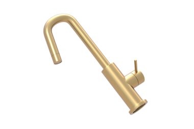 Altın musluk beyaz arka planda izole edilmiş. 3d hazırlayıcı