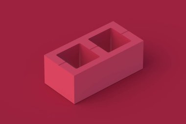 Kırmızı arka planda morun inşaat bloğu. 3d hazırlayıcı