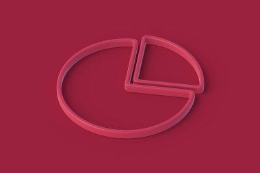 Kırmızı arkaplanda turta grafiği. 3d hazırlayıcı