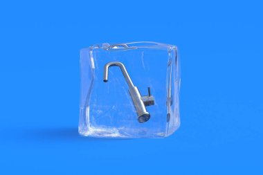 Buzlu musluk var. 3d illüstrasyon