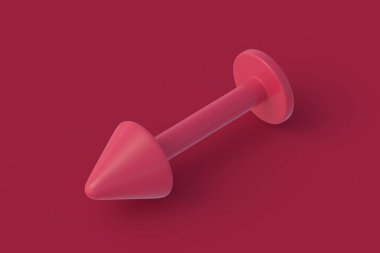 Kırmızı arka planda delici eflatun mücevher. 3d hazırlayıcı