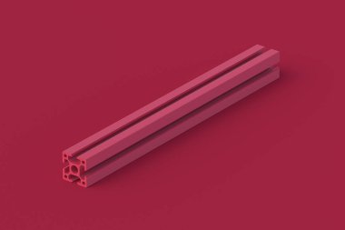 Kırmızı arkaplanda mor rengin modüler profili. 3d hazırlayıcı