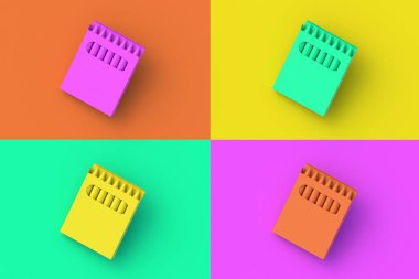 Renkli arkaplanlı dört farklı renkli balmumu kalem seti. 3d hazırlayıcı