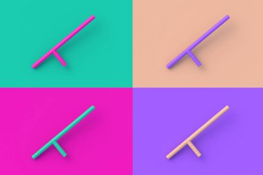 Renkli segmentlere sahip dört farklı renk polis copu. 3d hazırlayıcı