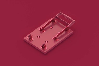 Kırmızı arka planda morun klasik elektrikli bıçak anahtarı. 3d hazırlayıcı