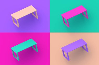 Renkli segmentlere sahip dört farklı renk tablosu. 3d hazırlayıcı