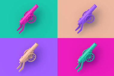 Renkli segmental arka planda dört farklı renkli top seti. 3d hazırlayıcı