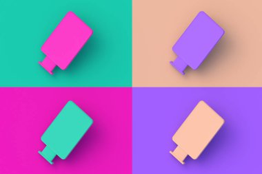 Renkli arka planda dört farklı renk sokak lambası seti. 3d hazırlayıcı