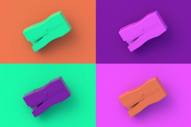 Renkli segmental arka planda dört farklı renk keskinleştirici. 3d hazırlayıcı