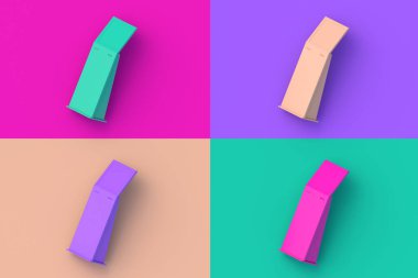 Renkli arka planda dört farklı renk ödeme makinesi seti. 3d hazırlayıcı