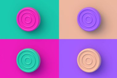 Renkli segmental arka planda dört farklı renk denetleyicisi. 3d hazırlayıcı