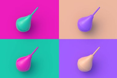 Renkli arka planda dört farklı renk lavmanı. 3d hazırlayıcı