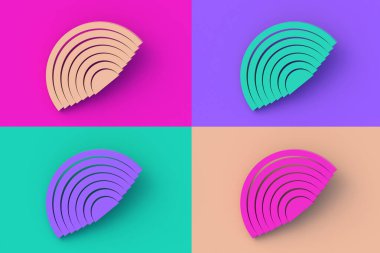 Renkli segmentsel arka planda dört farklı renk mantık oyuncağı. 3d hazırlayıcı