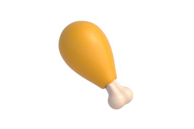 Beyaz arka planda hindi bacağı izole. Tavuk budu. Kızarmış yemek. Piknik için yemek. 3d hazırlayıcı