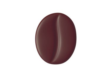 Beyaz arka planda izole edilmiş bir kahve çekirdeği. Kızarmış tahıl. Üst Manzara. 3d hazırlayıcı