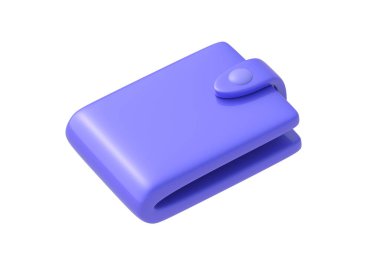 Para için bir cüzdan beyaz arka planda izole edilmiş. Cebinde para var. 3d hazırlayıcı