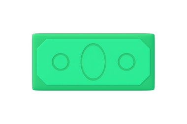 Kağıt fatura beyaz arkaplanda izole edilmiş. Para banknotu. Yeşil para. Üst Manzara. 3d hazırlayıcı