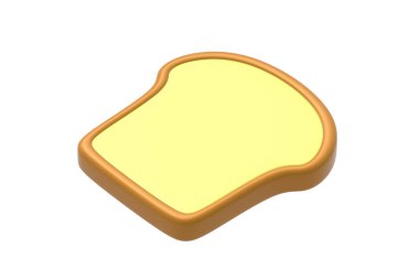 Beyaz arka planda izole edilmiş taze ekmek dilimi. Kahvaltıda tost. 3d hazırlayıcı
