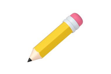 Kalem beyaz arkaplanda izole edilmiş. Okul aksesuarları. Ofis malzemeleri. 3d hazırlayıcı