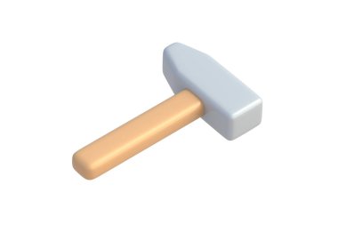 Çekiç beyaz arka planda izole edilmiş. İnşaat balyozu. 3d hazırlayıcı