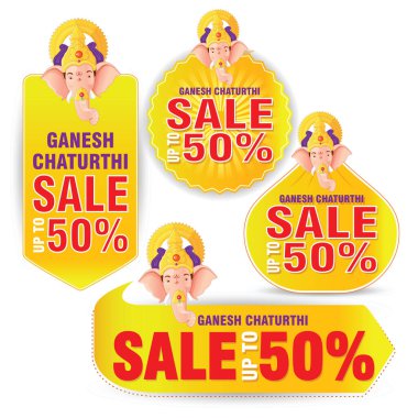 Lord Ganesha 'nın etiketleri. Vektör illüstrasyonu.