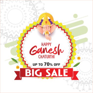 Mutlu Ganesh Chaturthi satış afişi tasarımı. Vektör illüstrasyonu