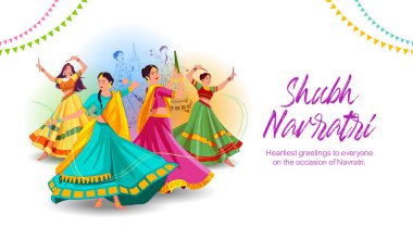 Dans Eden Kadınlarla Modern Shubh Navratri Bayrağı