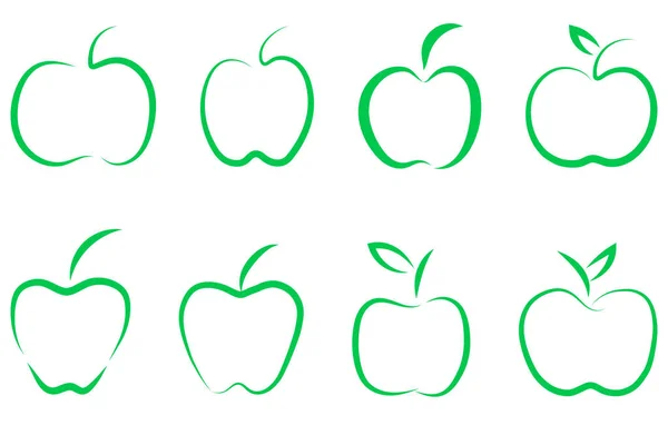 Juego Manzanas Simples Dibujadas Mano Buen Elemento Para Cualquier Proyecto — Archivo Imágenes Vectoriales