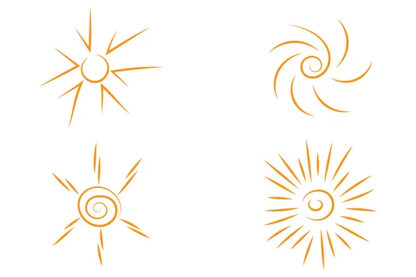 一套手绘的简单的太阳 对任何项目都有好处 — 图库矢量图片