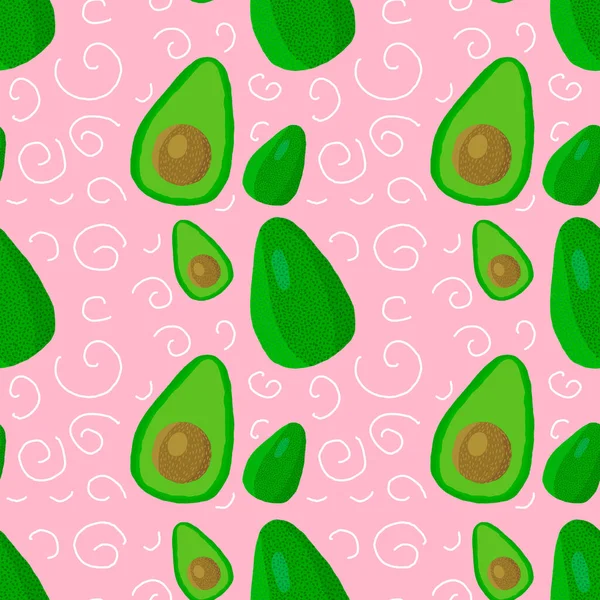 Ein Nahtloses Muster Niedlicher Von Hand Gezeichneter Avocado Gut Für — Stockvektor