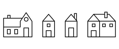 Bir dizi sade siyah düz ev. Herhangi bir proje için iyi öge.