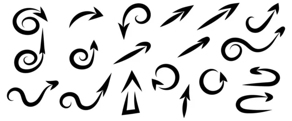 Eine Reihe Flacher Schwarzer Pfeil Symbole Hinweisschilder Navigationstasten Gut Für — Stockvektor
